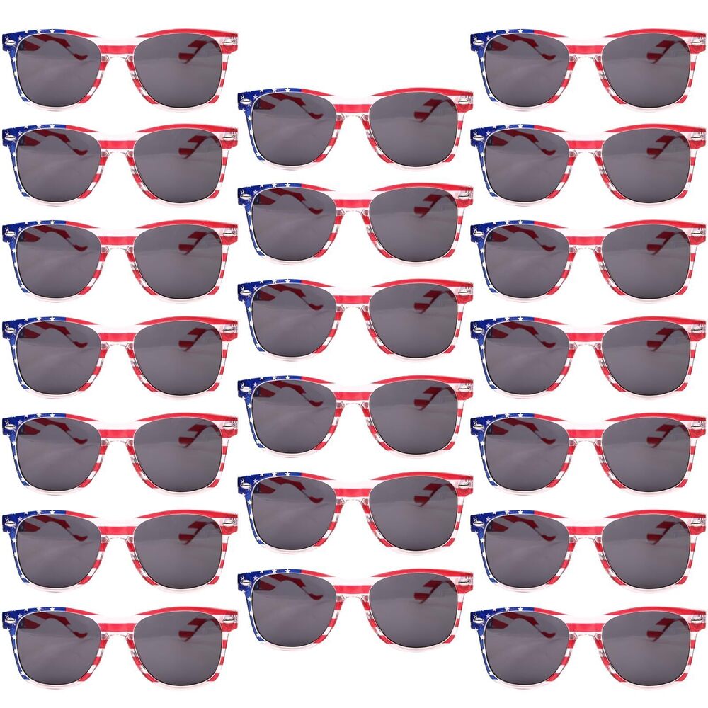 4197 20 Pack Bulk American Flag Sunglasses USA Patriotic Glasses for 4th of